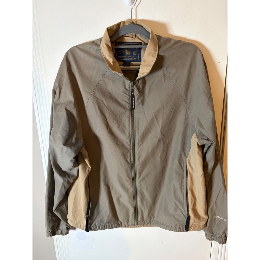 Woolrich John Rich & Bros Mens Performance Windbreaker Jacket Olive Tan XL